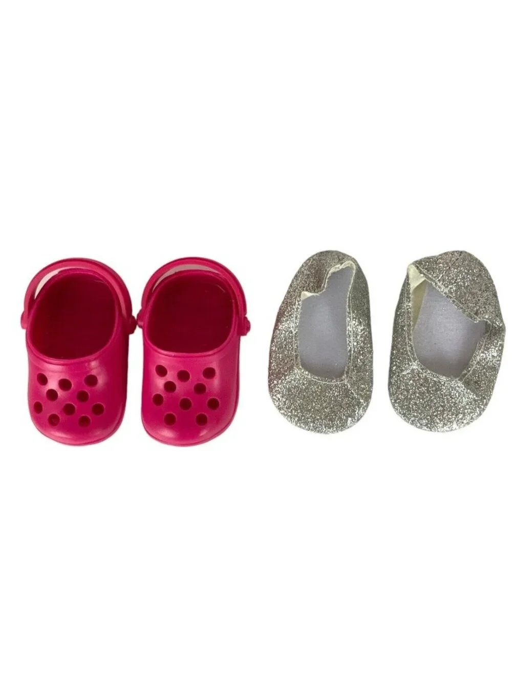 Our Generation 2 Pair Doll Shoes Sparkly Plastic Clogs & Ballet Flats Duo